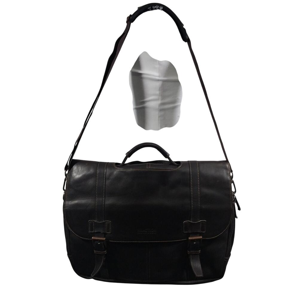 KENNETH COLE REACTION! ESPRESSO BROWN GENUINE LEATHER LAPTOP, BRIEFCASE, BAG! - Picture 2 of 13